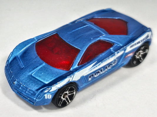 Cadillac Cien Interceptor Police Policja Hot Wheels 2002 Niebieski 1:64 – zdjęcie 2