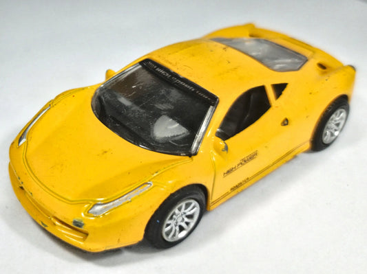 Jak Ferrari 458 Italia Unbranded 1:49 Made in China Coupe Luzak Żółty – zdjęcie 2