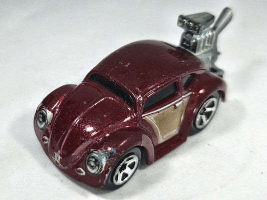 Volkswagen Beetle Hot Wheels 2001 1:58 Luzak Bordowy – zdjęcie 2