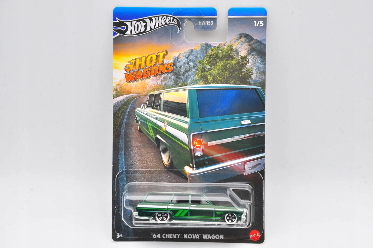 '64 Chevy Nova Wagon Hot Wheels 2023 Zielony 1:64 Chase 2xMetal – zdjęcie 9