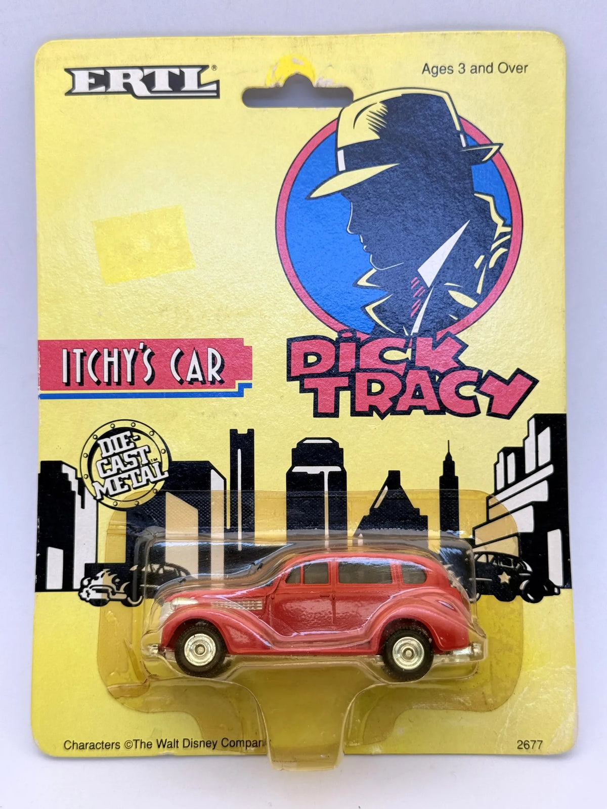 ITCHY'S CAR DICK TRACY Ertl 1990 Czerwony 1:64 Walt Disney Series – zdjęcie 9