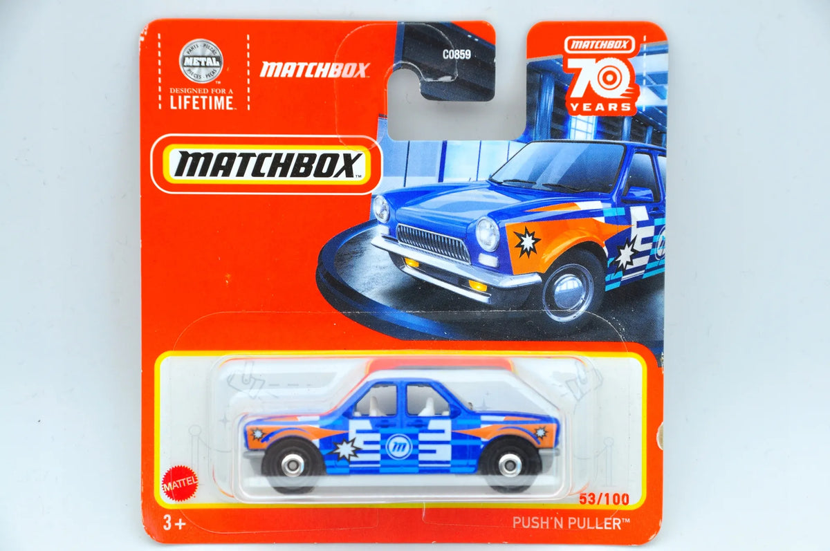 Push 'N Puller Matchbox 2022 Niebieski 1:64 – zdjęcie 9