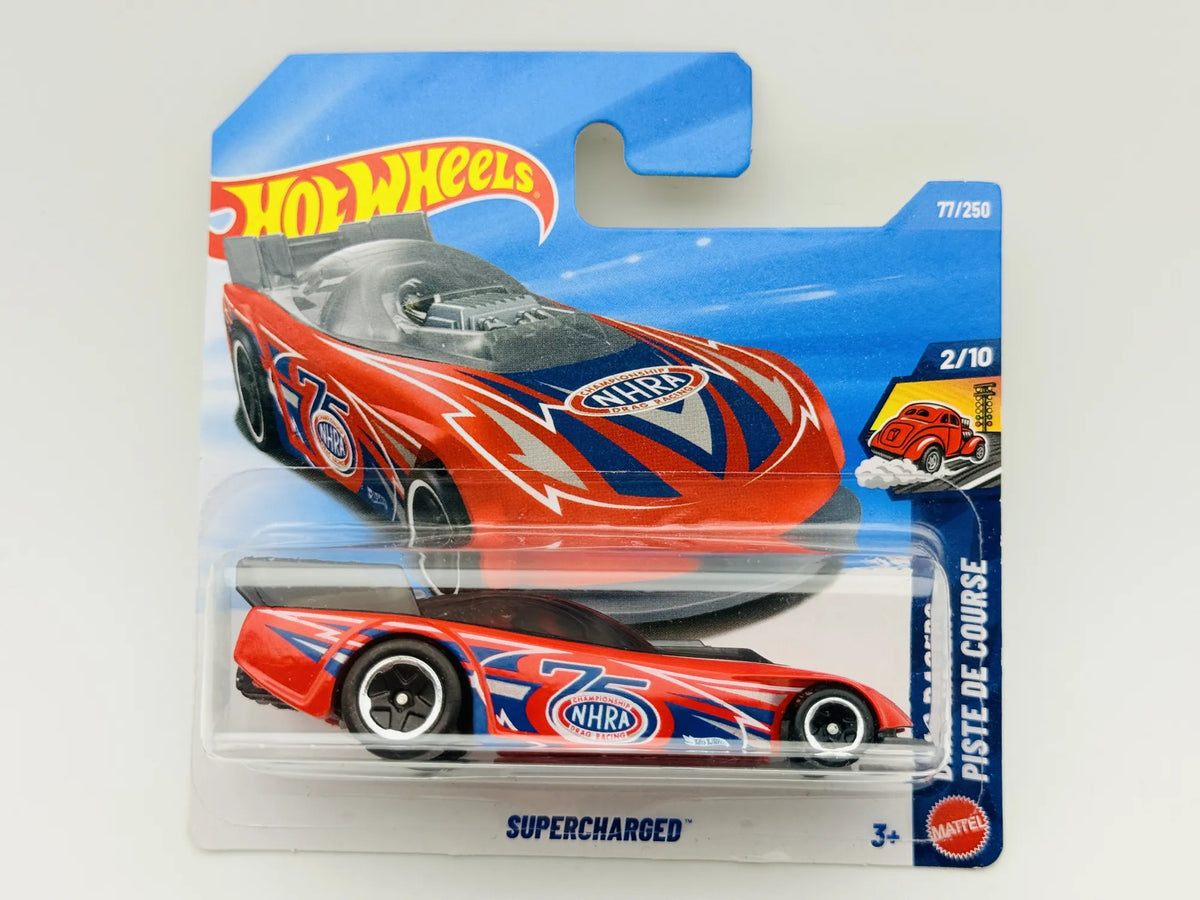 Supercharged Hot Wheels 2025 Drag Racers 1:64 NHRA Blister Czerwony – zdjęcie 6