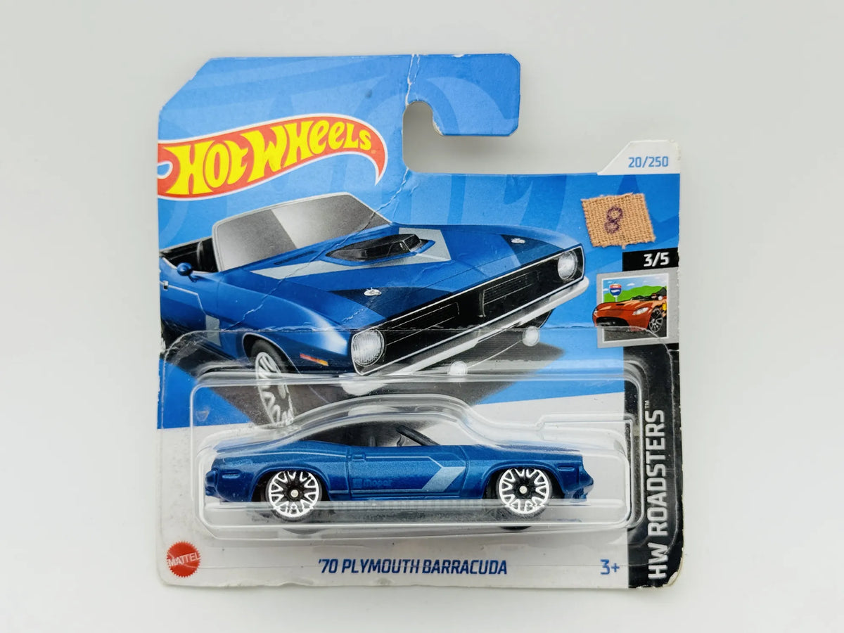 1970 Plymouth Barracuda Hot Wheels 2024 HW Roadsters 1:64 Blister Niebieski – zdjęcie 6