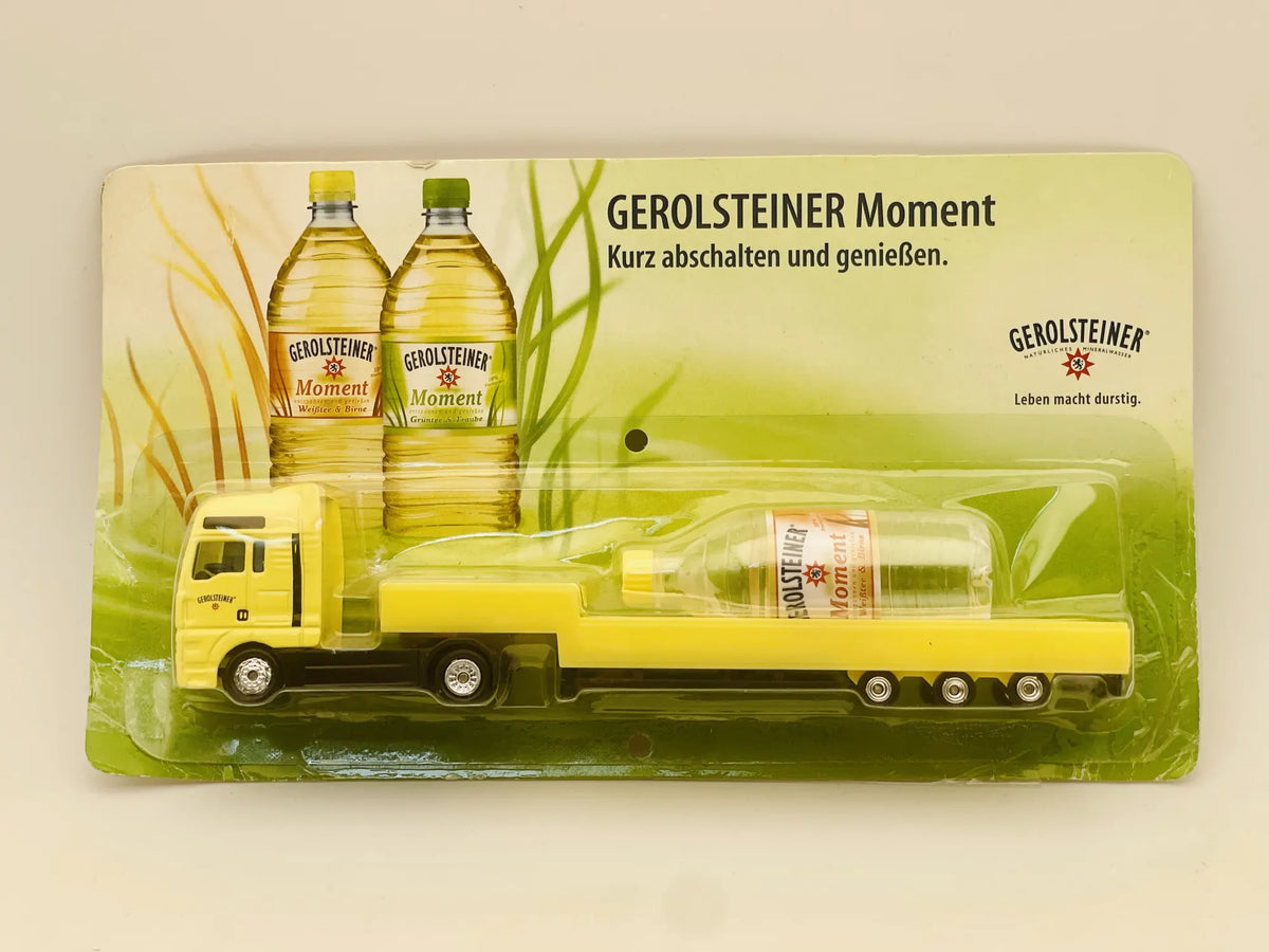 MAN TRUCK Hümmer 1:87 Żółty Blister Reklama Olej Gerolsteiner Moment – zdjęcie 7