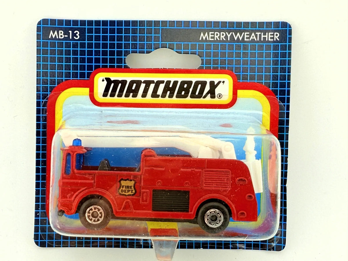 MERRYWEATHER FIRE TRUCK, Matchbox, Resoraki, Die cast Mb-13, Czerwony, 1:64 – zdjęcie 8