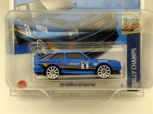 '84 AUDI SPORT QUATTRO Rally Champs Hot Wheels 2022 Blue 1:64 Protektor – zdjęcie 2
