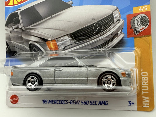 '89 MERCEDES-BENZ 560 SEC AMG HW Turbo Hot Wheels 2023 Srebrny 1:64 – zdjęcie 2