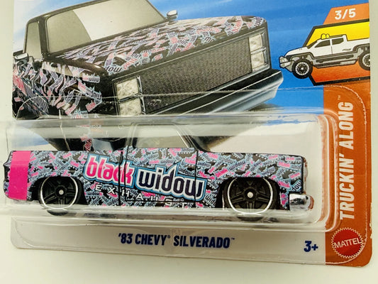 '83 Chevy Silverado Hot Wheels 2026 Truckin' Along 1:64 Pickup black widow – zdjęcie 2