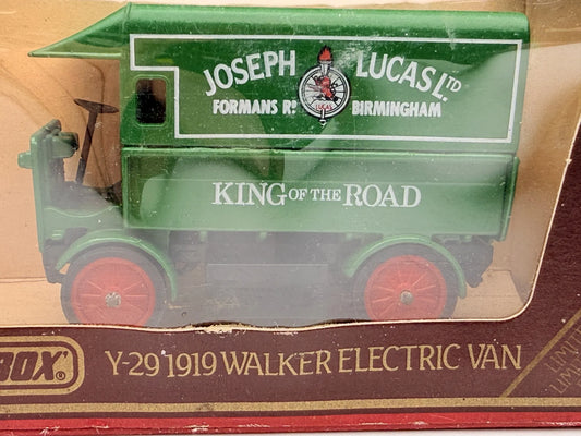 Y-29 1919 WALKER ELECTRIC VAN Matchbox 1986 Zielony 1:43 Made in England – zdjęcie 2