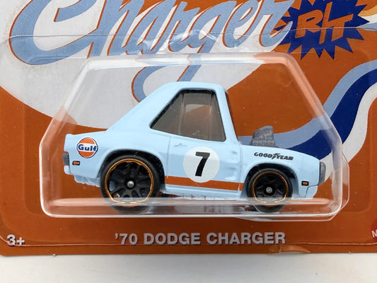 '70 DODGE CHARGER SILVER Hot Wheels 2024 Jasnoniebieski 1:64 Tooned GULF – zdjęcie 2