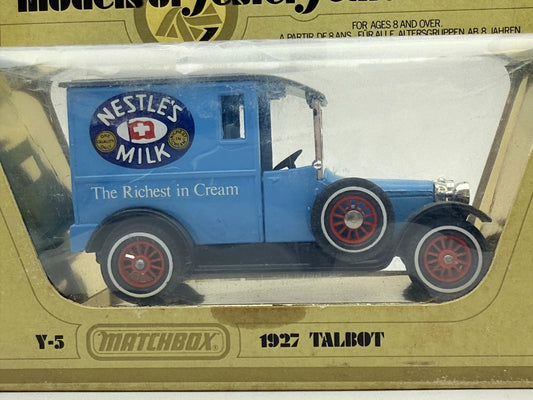 1927 TALBOT Matchbox 1978 Niebieski 1:47 Made in England Nestle's Milk – zdjęcie 2