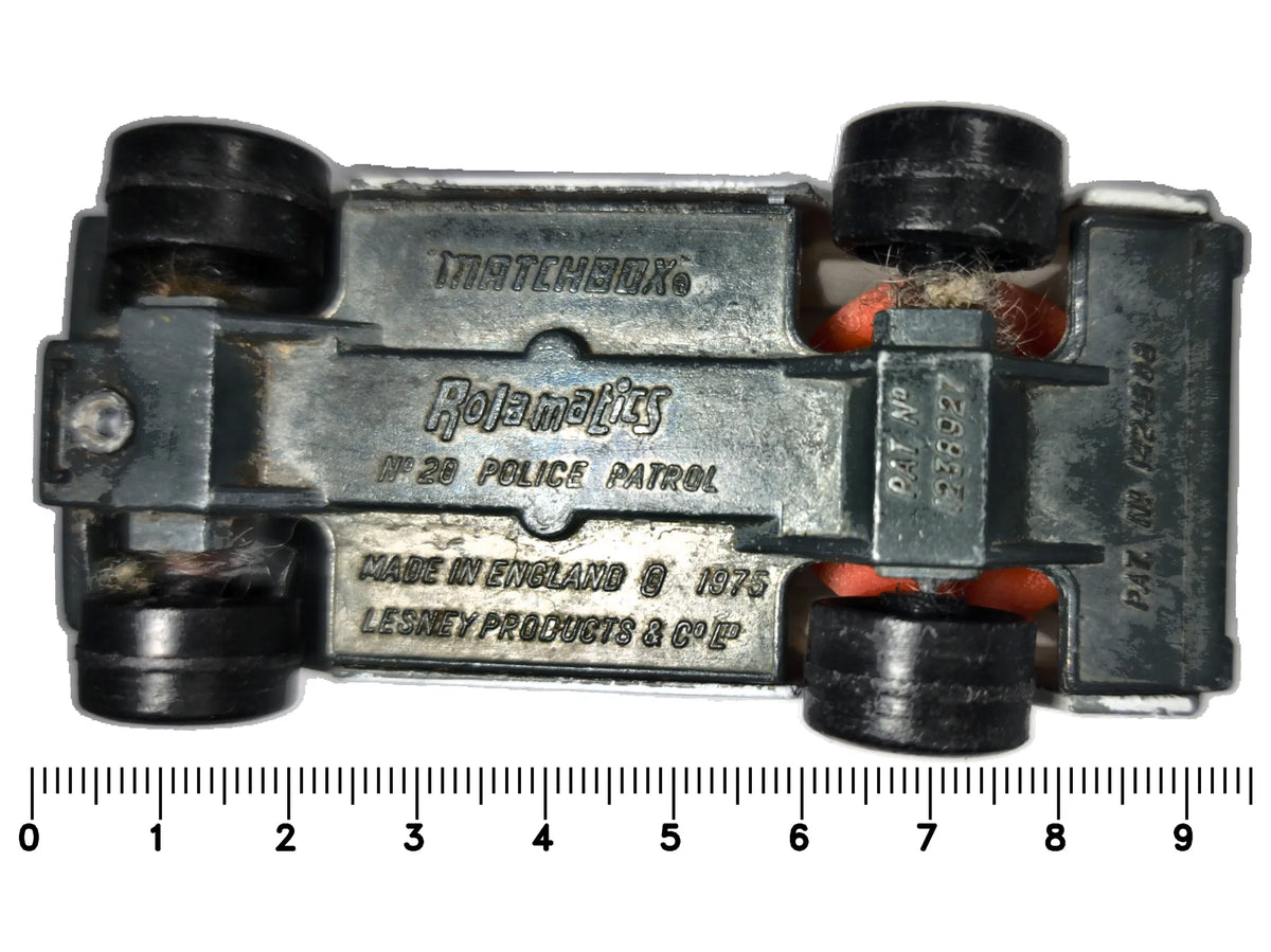 NO.20 POLICE PATROL, Matchbox 1975, Die cast NO20, Biały, 1:64, Resoraki – zdjęcie 7