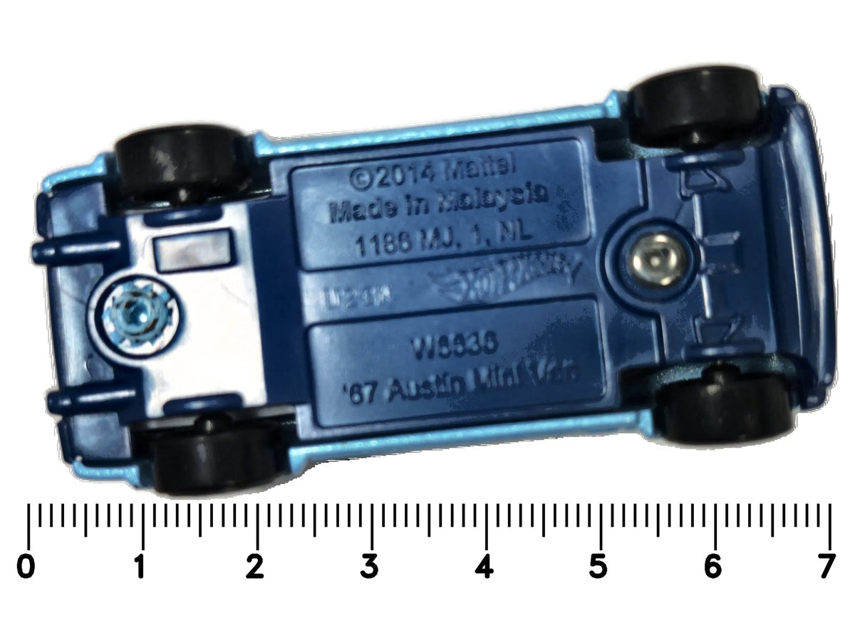 '67 Austin Mini Van Hot Wheels 2014 1:64 Van Niebieski Vintage – zdjęcie 7