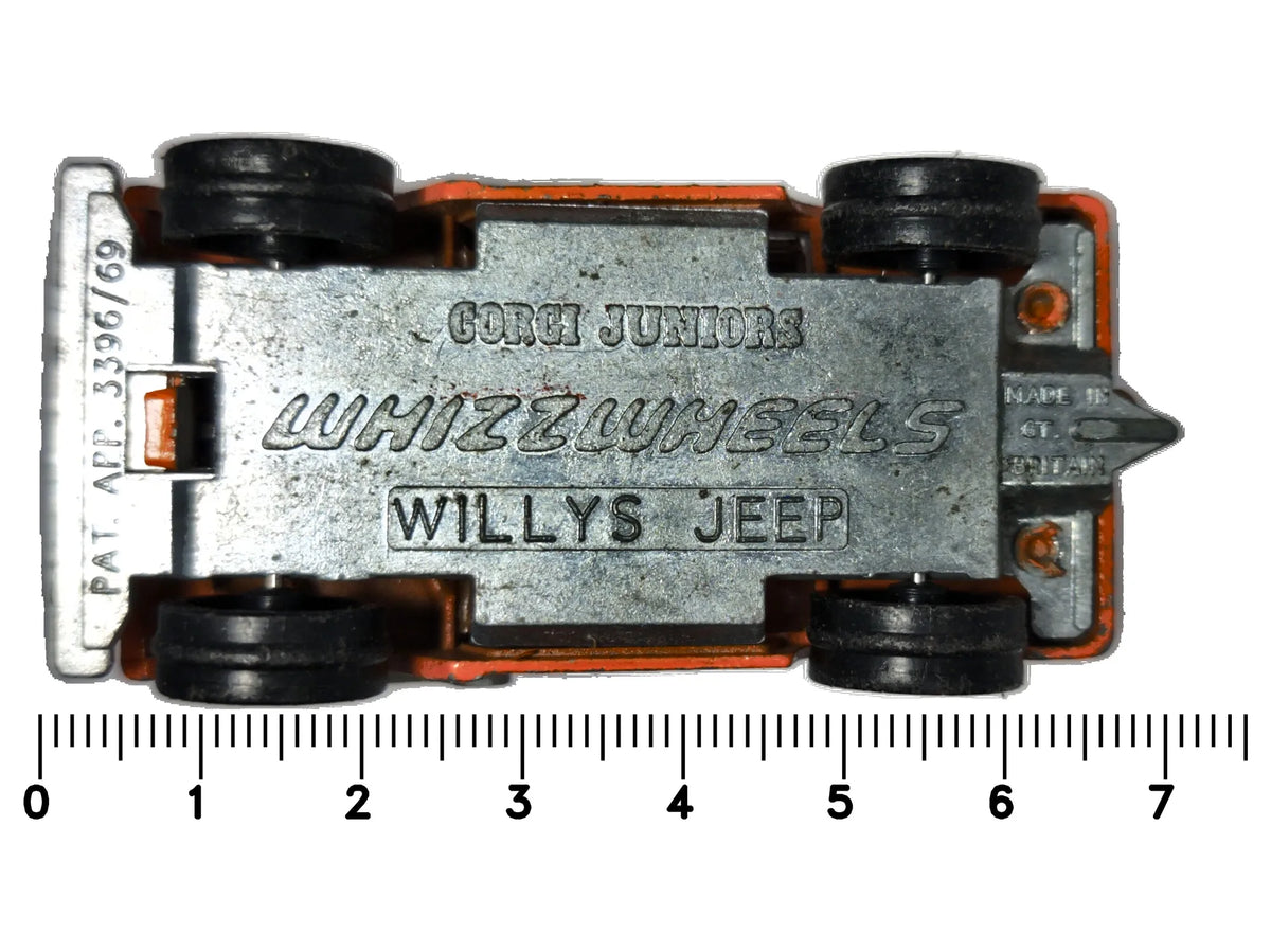 WILLYS JEEP Whizzwheels Wojsko Corgi 1969 Pomarańcz 1:55 Made in Gt Britain – zdjęcie 7