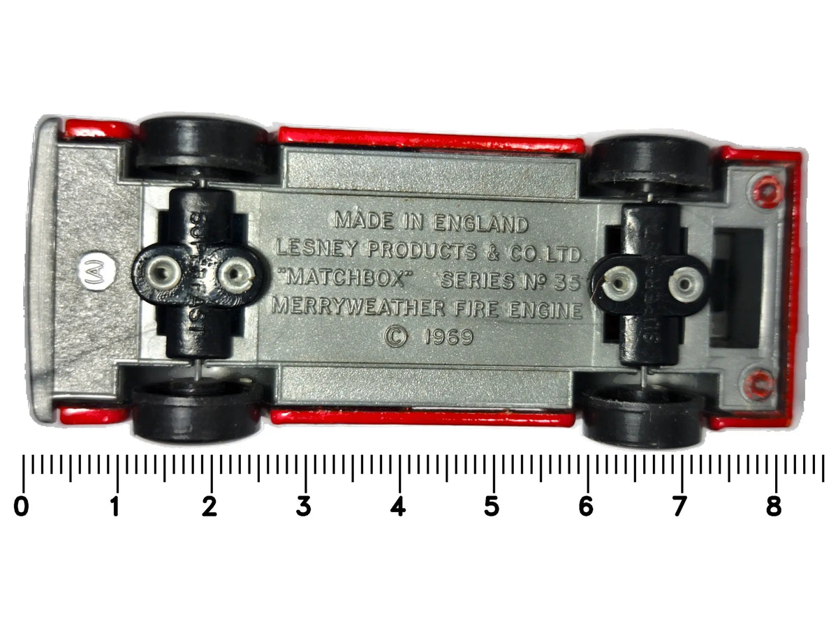 MERRYWEATHER FIRE ENGINE, Matchbox 1969, Die cast 35 Czerwony 1:76 Resoraki – zdjęcie 7