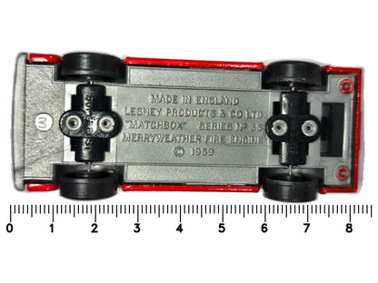 MERRYWEATHER FIRE ENGINE, Matchbox 1969, Die cast 35 Czerwony 1:76 Resoraki – zdjęcie 7