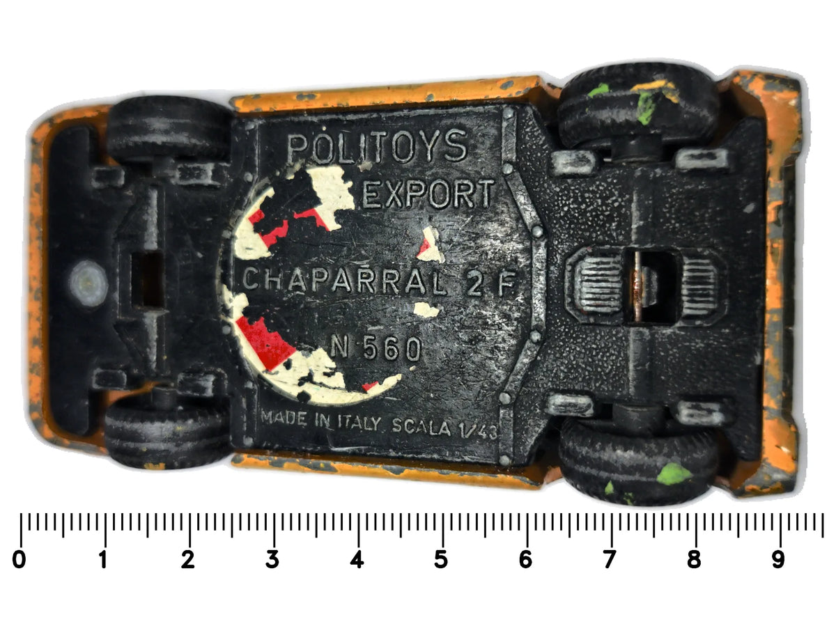 CHAPARRAL 2F, Politoys ok 1960–70, Die cast NO.560, Żółty, 1:43, Resoraki – zdjęcie 7