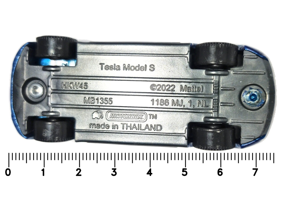 TESLA MODEL S, Matchbox 2022, Die cast MB1355, Niebieski, 1:66, Resoraki – zdjęcie 7