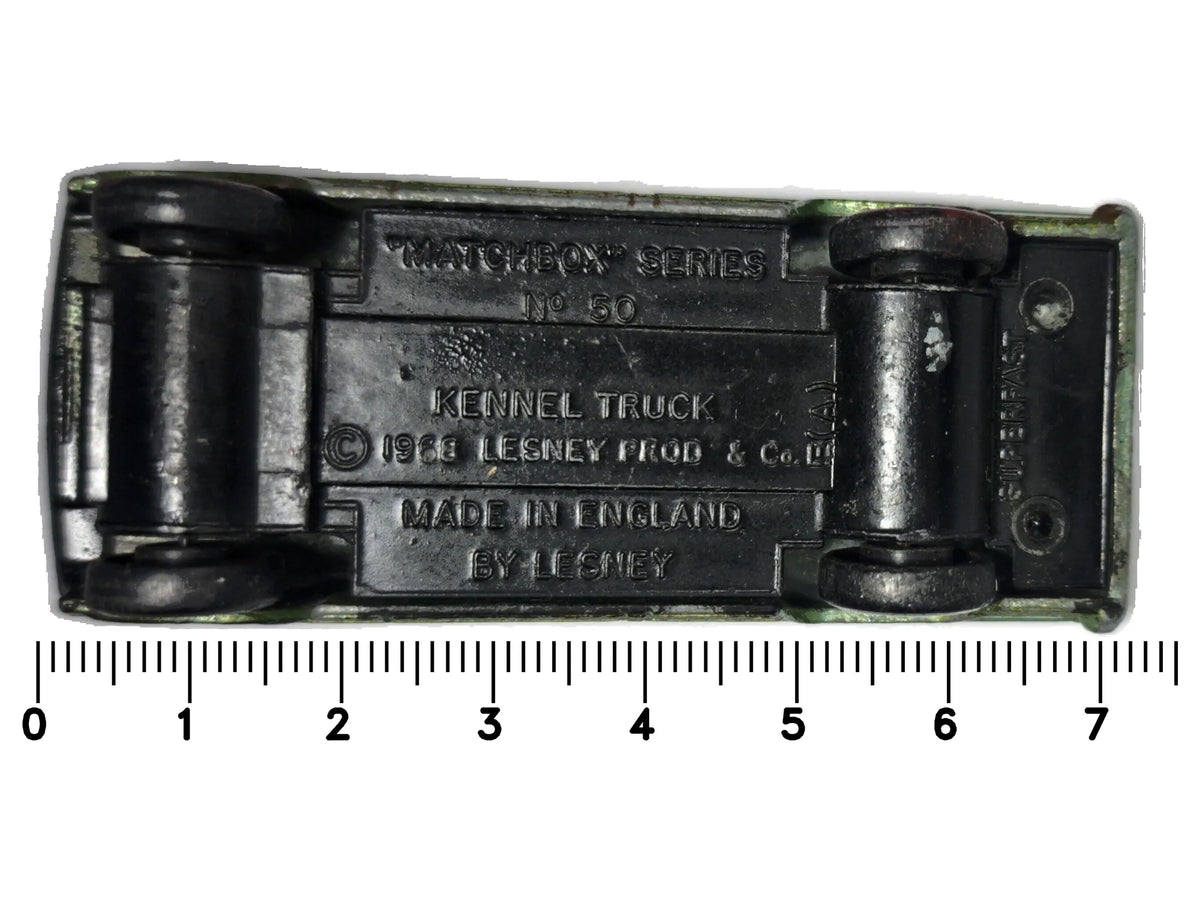 FORD KENNEL TRUCK, Matchbox 1968, Made in England, NO 50, Zielony, 1:64 – zdjęcie 7