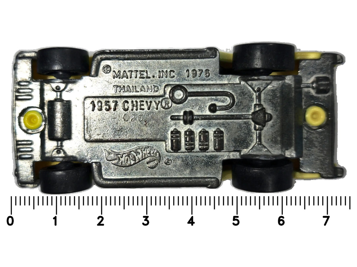 1957 CHEVY, Hot Wheels 1976, Die cast, Żółty Color Shifters, 1:64, Resoraki – zdjęcie 7