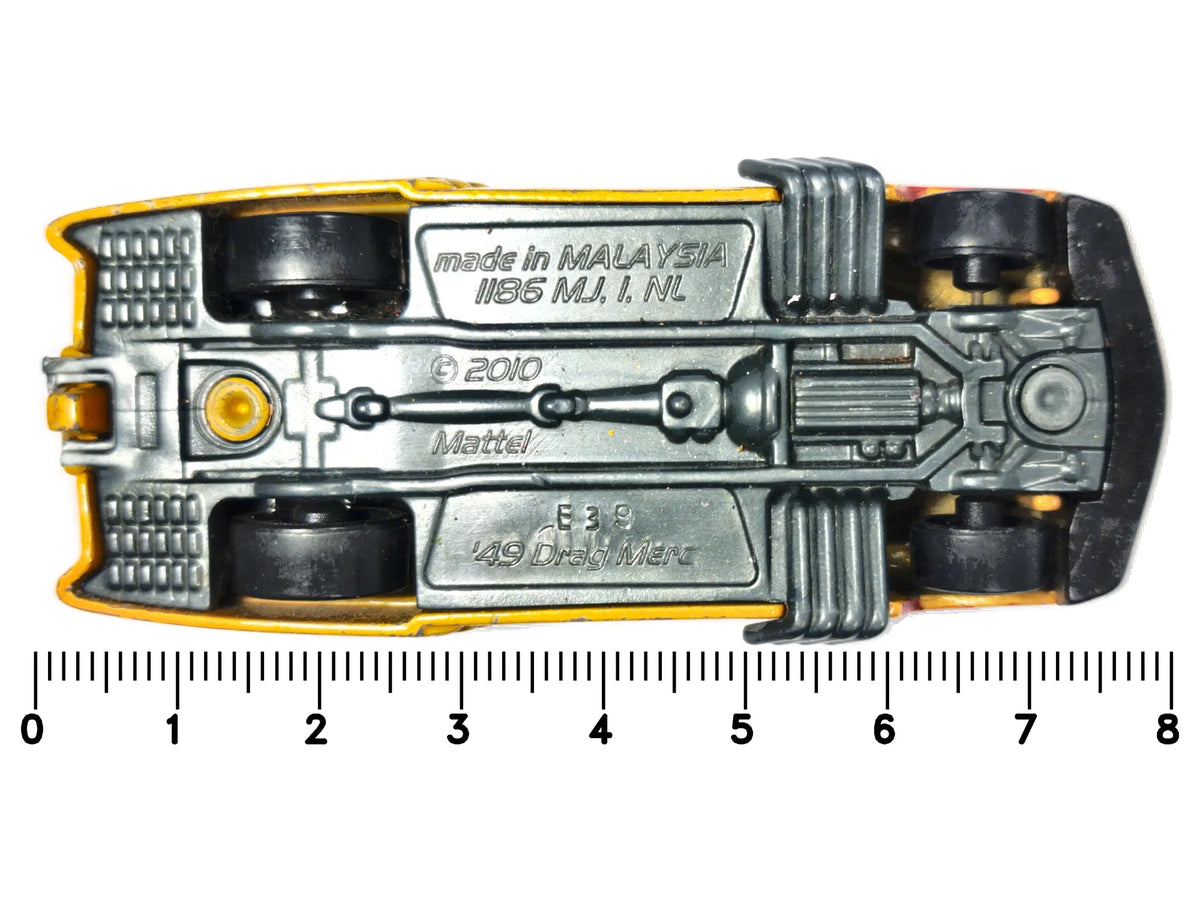 '49 DRAG MERC, Hot Wheels 2010, Die cast E39, Żółty, 1:64, Resoraki – zdjęcie 7