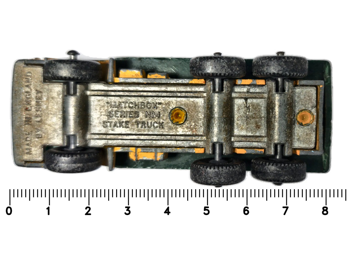 DODGE STAKE TRUCK, Matchbox, Made in England, Die cast, Żółty 1:87 Resoraki – zdjęcie 7