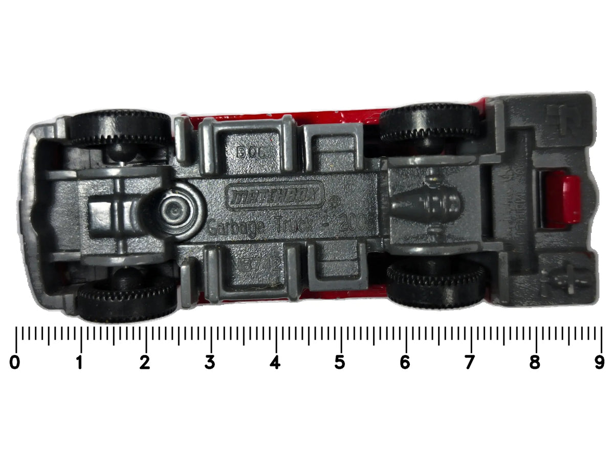 Garbage Truck Matchbox 2008 1:87 Śmieciarka BEDOLLA Luzak Czerwony – zdjęcie 7