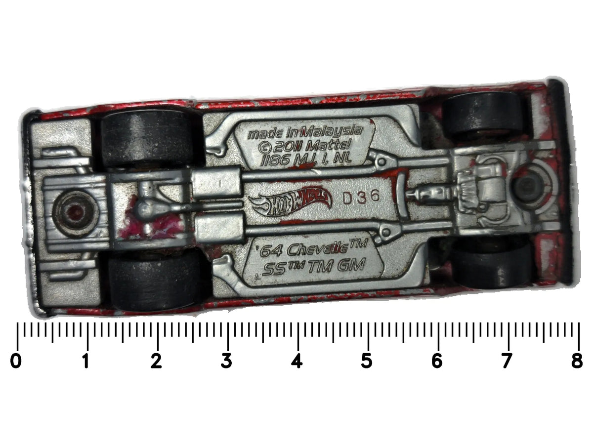 '64 Chevelle Ss Hot Wheels 2011 1:64 Luzak Czerwony Muscle Car – zdjęcie 7