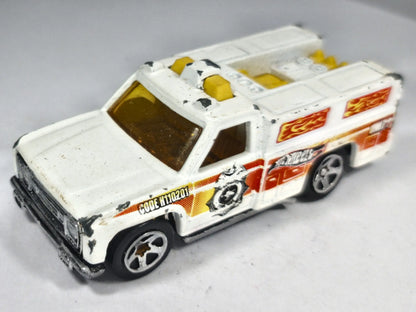 Heat Fleet Hot Wheels 1986 1:64 Pickup FIRE DEPT Luzak Biały Straż pożarna – zdjęcie 2