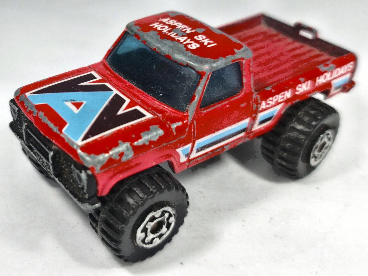 Mini Pick Up Matchbox 1981 Superfast 1:45 Pickup ASPEN SKI HOLIDAYS Luzak – zdjęcie 2