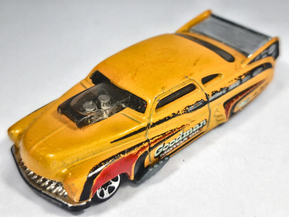 '49 DRAG MERC, Hot Wheels 2010, Die cast E39, Żółty, 1:64, Resoraki – zdjęcie 2