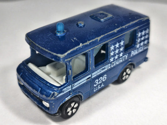 MERCEDES-BENZ FOURGON VAN POLICE #326 U.S.A., Playart 1980, Die cast, 1:64 – zdjęcie 2