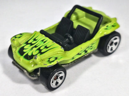 MEYERS MANX, BUGGY, Hot Wheels 2002, Die cast A28, Limonkowy 1:64, Resoraki – zdjęcie 2