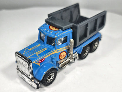 PETERBILT TRUCK, WYWROTKA, Matchbox 1981, Die cast, Niebieski 1:64 Resoraki – zdjęcie 2