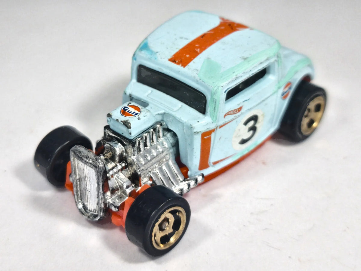 '32 FORD, GULF, Hot Wheels 1997-2016, Die cast DTX64 Błękitny 1:64 Resoraki – zdjęcie 2