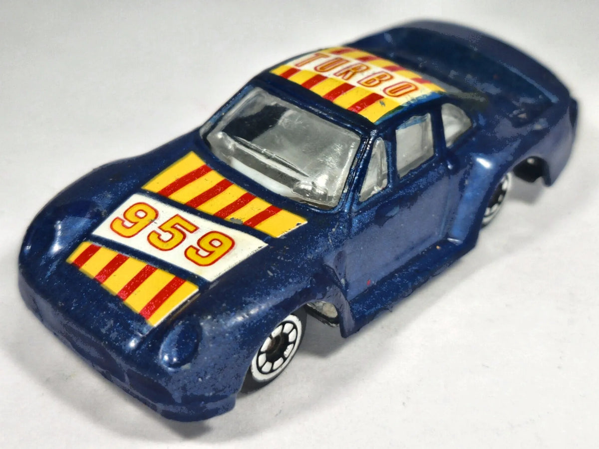 PORSCHE 959 TURBO, Pioneer, Vintage Die cast 1986, Niebieski 1:64, Resoraki – zdjęcie 2