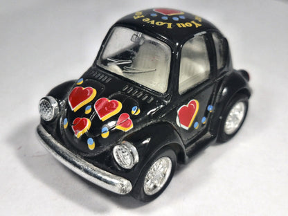 VW Beetle Black Love Bug Car, Kintoy, Die cast 2029101 Czarny 1:64 Resoraki – zdjęcie 2