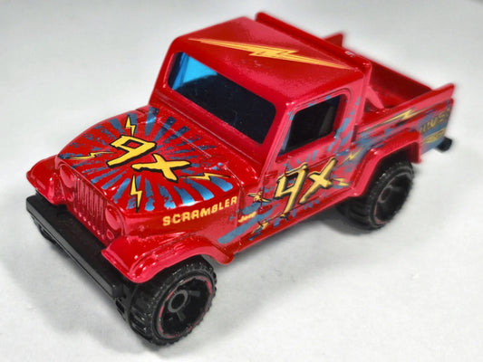 Jeep Scrambler Hot Wheels 1998 1:64 Pickup Luzak Czerwony – zdjęcie 2