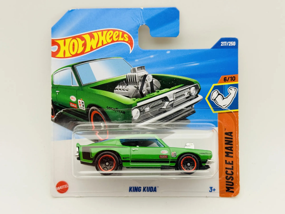 Plymouth Barracuda Hot Wheels 2025 Muscle Mania 1:64 GOODYEAR Muscle Car – zdjęcie 6
