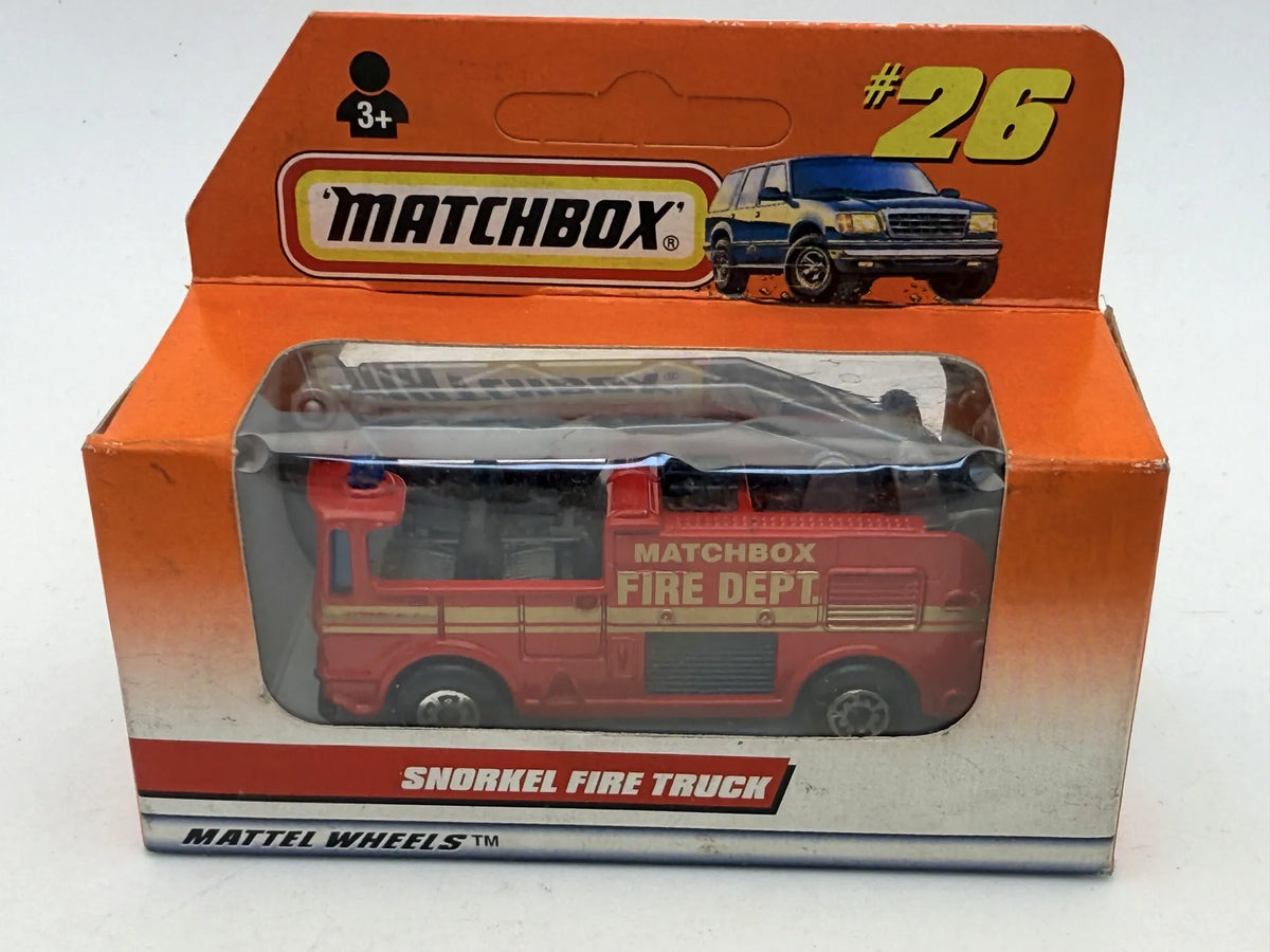 Ciężarówka SNORKEL FIRE TRUCK Straż pożarna Matchbox 1997 Czerwony 1:64 – zdjęcie 7