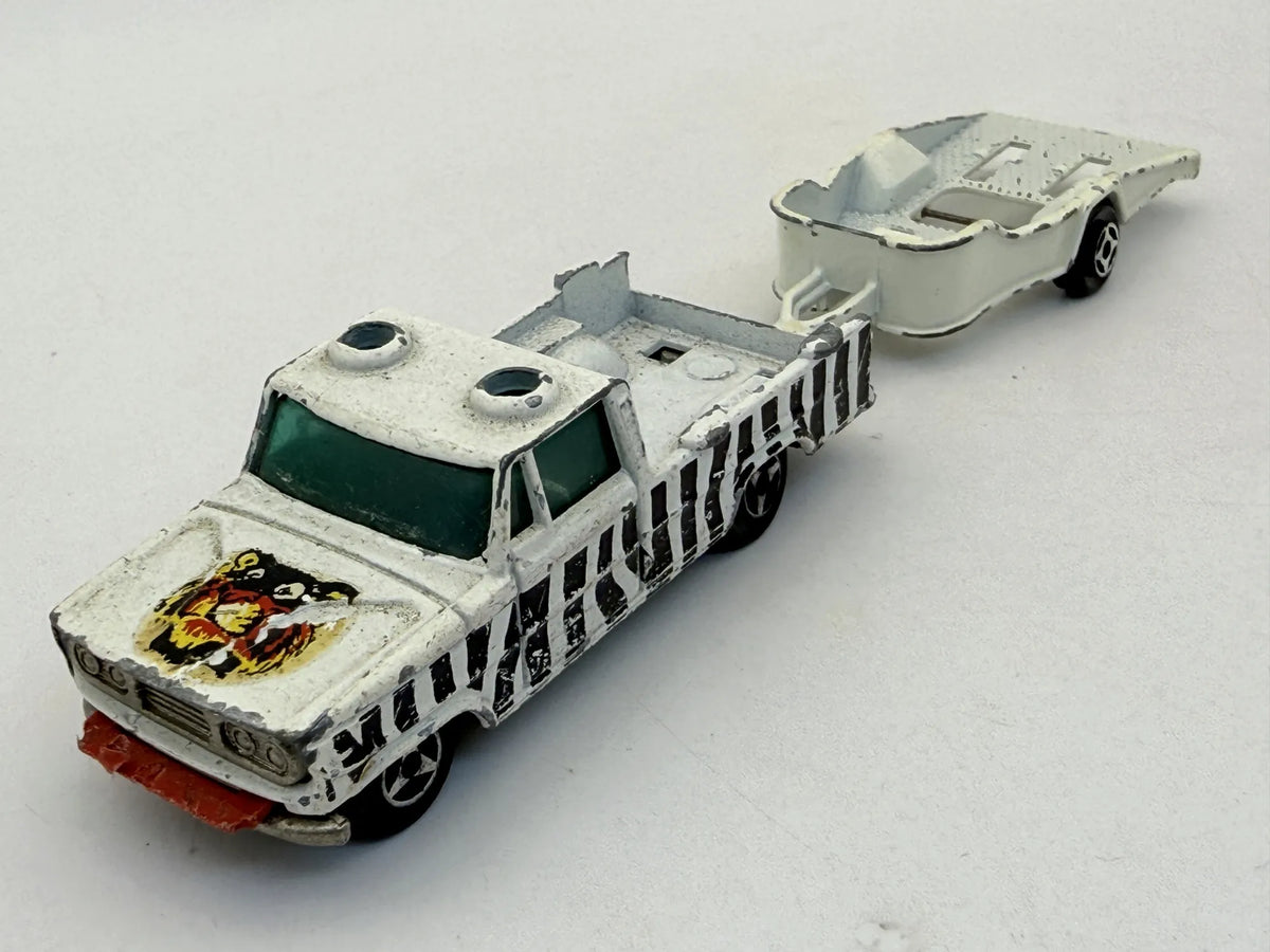 DODGE SAFARI PICK UP Z PRZYCZEPĄ Majorette Made in France Biały 1:64 – zdjęcie 8