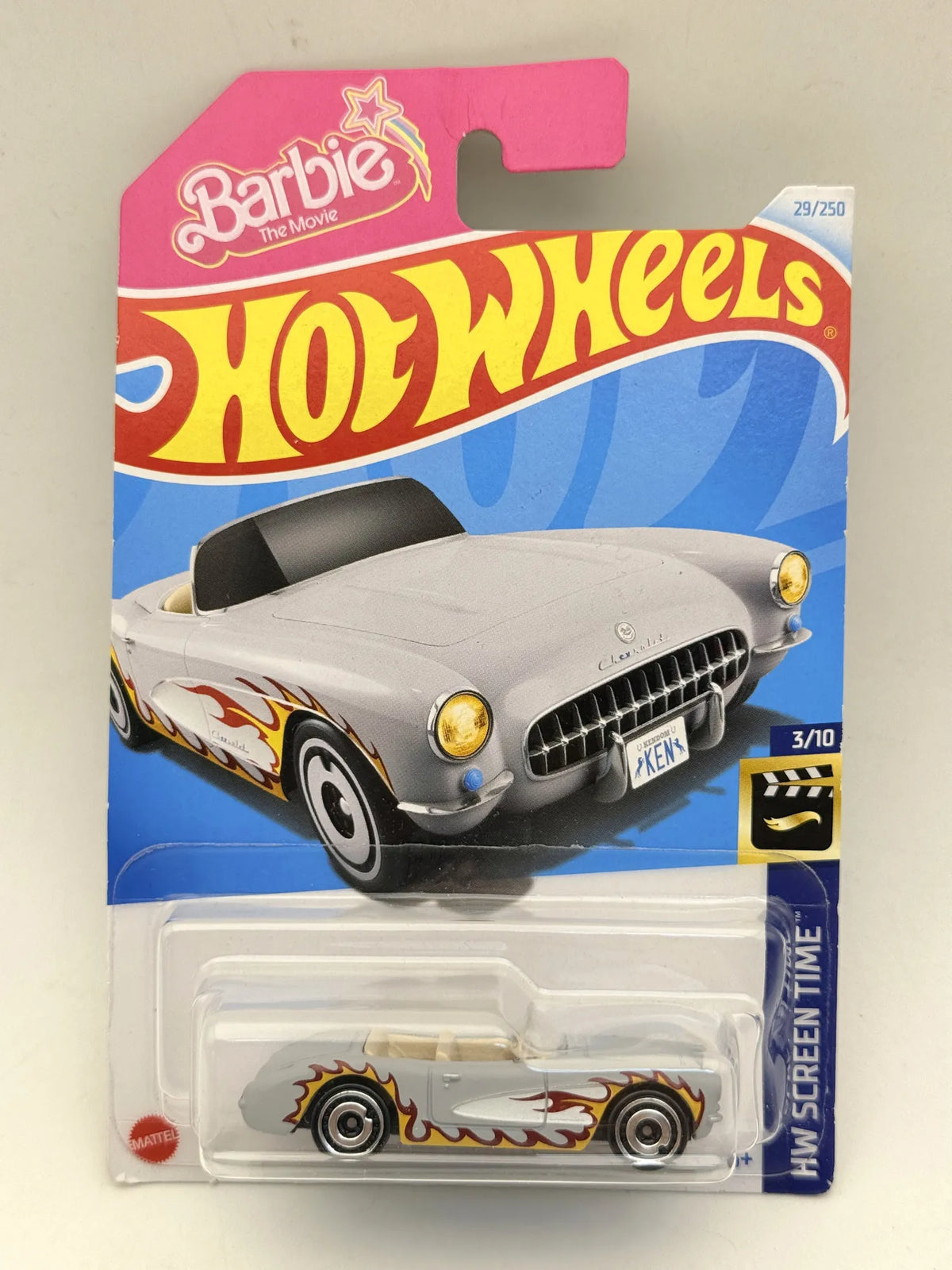 1956 Corvette HW Screen Time Hot Wheels 2021 Srebrny 1:64 – zdjęcie 9