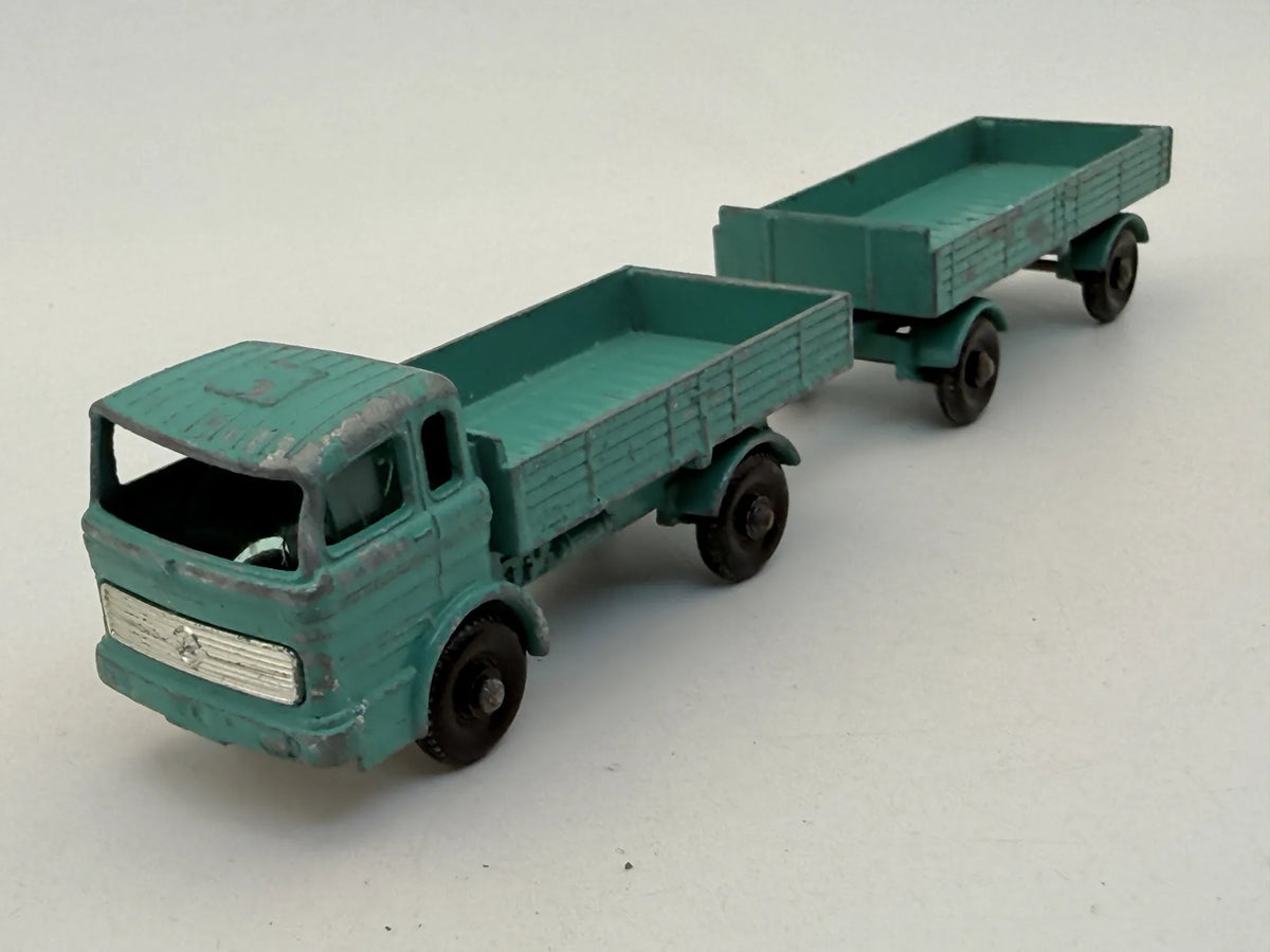 Ciężarówka Mercedes Trailer Matchbox 1971 Turkusowy 1:76 Made in England – zdjęcie 8