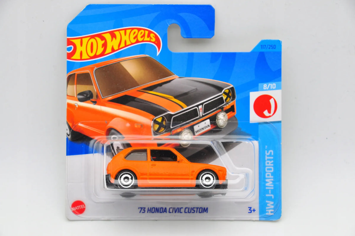HONDA CIVIC CUSTOM '73, Hot Wheels, Die cast Hkk67-N521, Pomarańczowy, 1:64 – zdjęcie 9