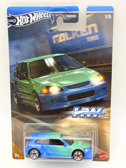 1999 Honda Civic Type R Ek9 HW Speed Graphics Hot Wheels 2023 Zielony 1:64 – zdjęcie 9