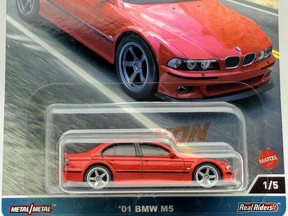 '01 BMW M5 Hot Wheels Premium 2021 Czerwony 1:64 2xMetal – zdjęcie 6