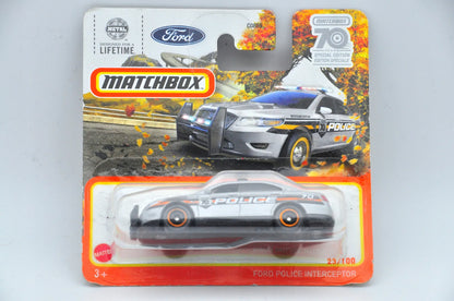 FORD POLICE INTERCEPTOR, Matchbox 2022 Die cast HLD04 Srebrny 1:64 Resoraki – zdjęcie 9