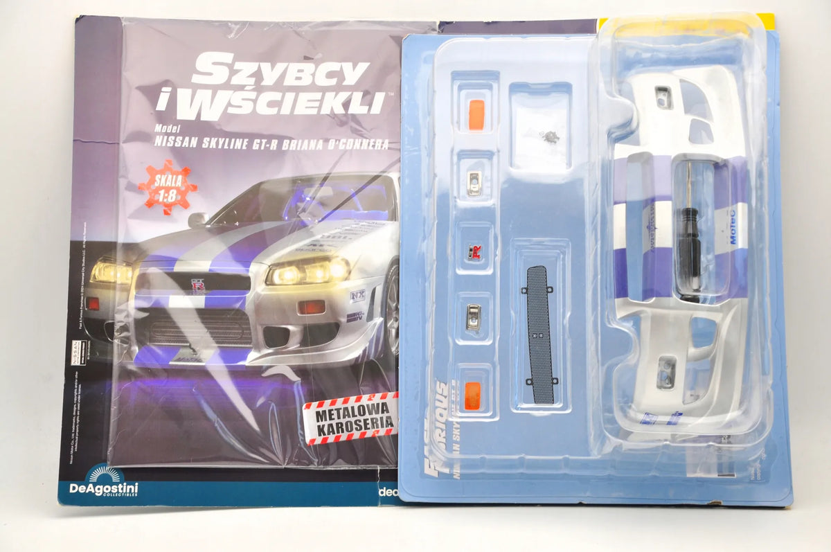 NISSAN SKYLINE GT-R, Deagostini, Resoraki, Die cast, Srebrny, 1:8 – zdjęcie 11