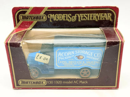 Y30 1920 MODEL AC MACK Matchbox 1984 1:43 Made in England Acorn Storage – zdjęcie 7